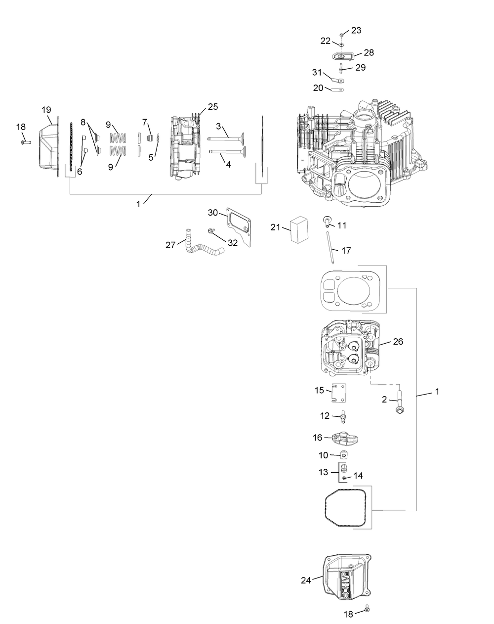 Kohler Kt735-3017 Head, Valve And Breather Diagram and Parts List for Z-FORCESZ54 (17ASDGHC-17ASDGHC010)(2015) Cub Cadet Lawn Tractor